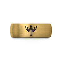 comfortable tungsten ring – black & gold tungsten forces dagger wedding band