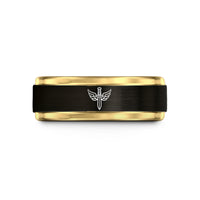 flat edge tungsten ring – black & gold tungsten forces dagger wedding band