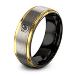 unique tungsten wedding bands – black & gold & silver tungsten bee honeycomb ring