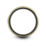 women's tungsten wedding ring – bee honeycomb engraving on black & gold & silver tungsten wedding band