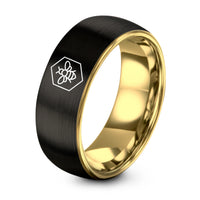 Tungsten Carbide BLACK GREY Rings for Men – black & gold tungsten bee honeycomb ring
