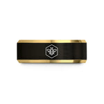 men's black tungsten rings – black & gold tungsten bee honeycomb wedding band