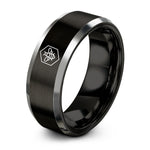 unique tungsten wedding bands – black & silver tungsten bee honeycomb ring