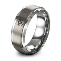 grey tungsten bee honeycomb ring