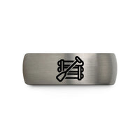 black matte tungsten ring – black & gray tungsten raft paddle wedding band