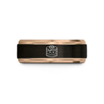 black titanium ring him – black & rose gold tungsten kawaii pancake stack wedding band