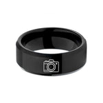 custom tungsten ring gift – black tungsten mirrorless camera wedding band