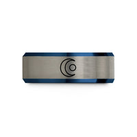 unisex tungsten wedding band – black & blue & gray tungsten silver moon metal wedding band