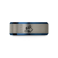 bevel edge tungsten ring – blue & gray tungsten europe wedding band