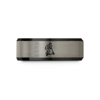 tungsten ring for couples – black & blue & grey tungsten scooter barspin wedding band
