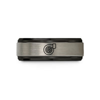 tungsten ring for couples – black & grey tungsten turbocharger wedding band