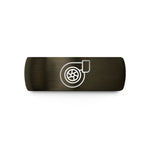 gunmetal mens wedding band – gunmetal & black tungsten turbocharger wedding band