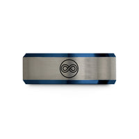 unisex tungsten carbide ring – black & blue & silver tungsten eight circle wedding band