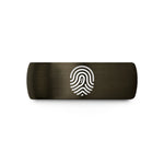 engraved wedding ring set – gunmetal & black tungsten fingerprint wedding band