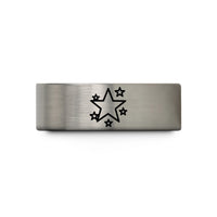custom men’s tungsten ring – blue & grey tungsten star cluster wedding band