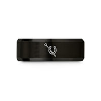tungsten carbide ring unisex – black tungsten riding crop horseshoe wedding band