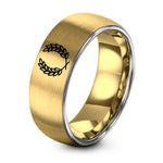 Tungsten Carbide GOLD GREY Rings for Men – gold & grey tungsten bakers wheat wreath ring
