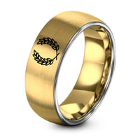 Tungsten Carbide GOLD GREY Rings for Men – gold & grey tungsten bakers wheat wreath ring