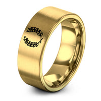 engraved tungsten rings him – gold tungsten bakers wheat wreath ring