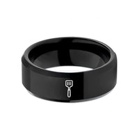 tungsten carbide men's jewelry – black tungsten grill spatula wedding band