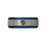 tungsten comfort fit rings – blue & silver tungsten aries wedding band