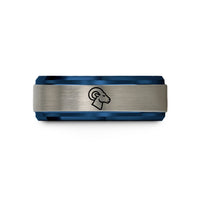tungsten comfort fit rings – blue & silver tungsten aries wedding band