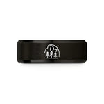 engraved rings for couples – black tungsten dome silhouette wedding band
