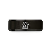 engraved rings for couples – black tungsten dome silhouette wedding band