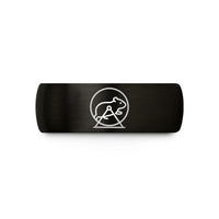 men and women couples rings – black & rose gold tungsten hamster on wheel wedding band
