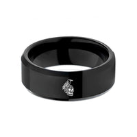 ladies engraved promise rings – black tungsten skull raven wedding band