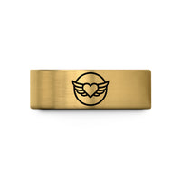 custom engraved wedding rings – gold tungsten wings heart circle wedding band