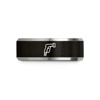 tungsten step bevel ring – black & gray tungsten hose nozzle wedding band