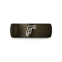tungsten step bevel ring – gunmetal & black tungsten hose nozzle wedding band