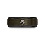 black tungsten men's ring – gunmetal & black tungsten owl of wisdom wedding band