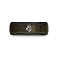 black tungsten men's ring – gunmetal & black tungsten owl of wisdom wedding band
