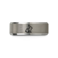 men's tungsten wedding band – black & grey tungsten rabbit wedding band