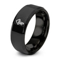 Trail Marker Arrow – Tungsten Wedding Band, 8 mm, Black Comfort-Fit Unisex