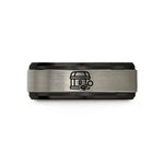 tungsten ring for him – black & blue & grey tungsten treasure chest key wedding band