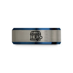 men's tungsten wedding band – black & blue & gray tungsten treasure chest key wedding band