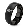 Vintage Microphone – Tungsten Wedding Band, 8 mm, Black Comfort-Fit Unisex