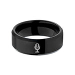 tungsten ring for him – black tungsten vintage microphone wedding band
