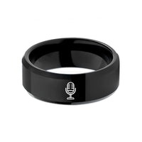 tungsten ring for him – black tungsten vintage microphone wedding band