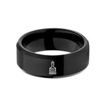 men's laser engraved ring – black tungsten pastry brush wedding band