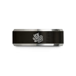 engraved wedding ring men – black & grey tungsten cloud dragon wedding band