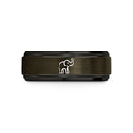 men’s tungsten wedding band – gunmetal & black tungsten elephant raised trunk wedding band