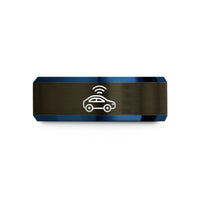 unisex tungsten jewelry – gunmetal & blue tungsten self driving car wedding band