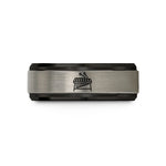 engraved rings for couples – black & grey tungsten vibraphone mallets wedding band