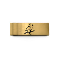 engraved tungsten ring gift – gold tungsten bird on branch wedding band
