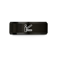 engraved tungsten promise ring – black tungsten level crossing gates wedding band