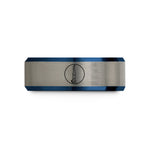 men's tungsten wedding band – black & blue & gray tungsten headstand sirsasana circle wedding band